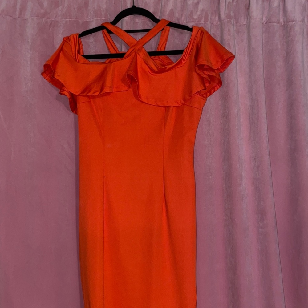 Orange Criss-Cross Front Dress
